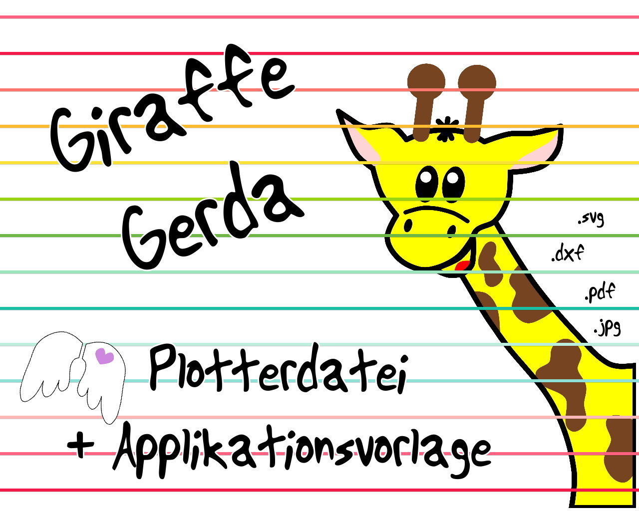 K006 - Plotterdatei + Applikationsvorlage Eckenhocker Gerda Giraffe
