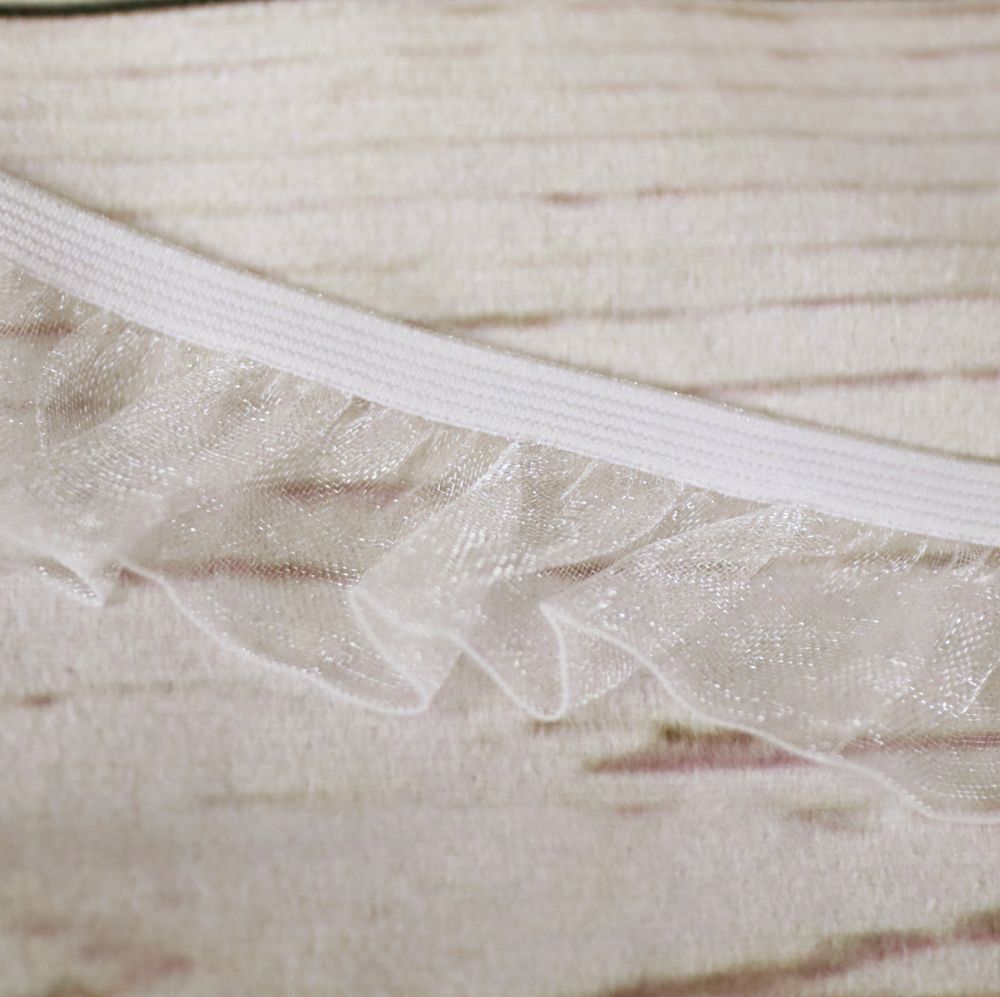 elastisches Rüschenband Rüschengummi 2,5 cm breit  weiß je 0,5m